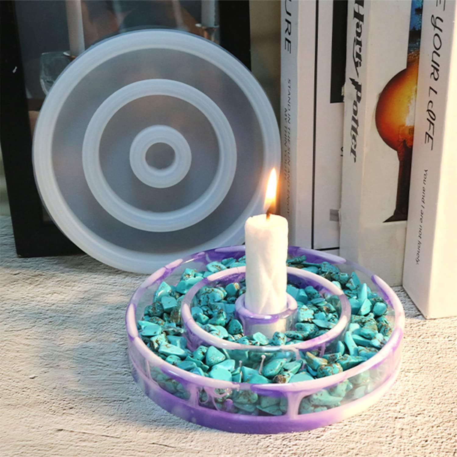 Moule En Silicone Pour Bougeoir Rond - Pour Bougies, Résine époxy, Ciment - DIY Décoration Maison - Réutilisable - 13