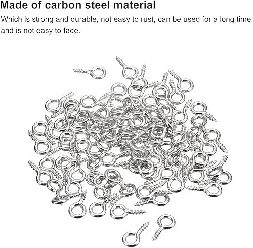 Miniatura 33 de uxcell 300 ganchos pequeños de ojo de tornillo con rosca, tornillos roscados, tornillo autorroscante de 0.31 x 0.39 pulgadas para hacer joyas, Negro