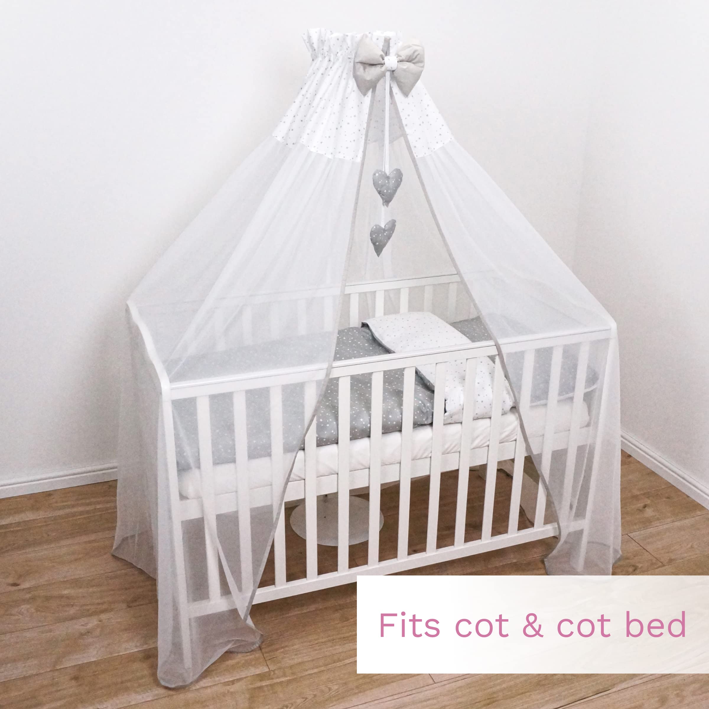 Baldacchino Per Culla 230x150cm Con Supporto Metallico - Decorazione Camera Neonato - Foto 10