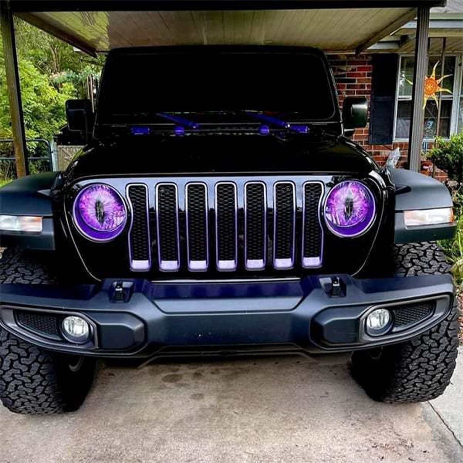 Beast Eyes Headlight Decals For Jeep Wrangler - 3D Round Eye Stickers, 2-Pack, Green, Easy Peel & Stick