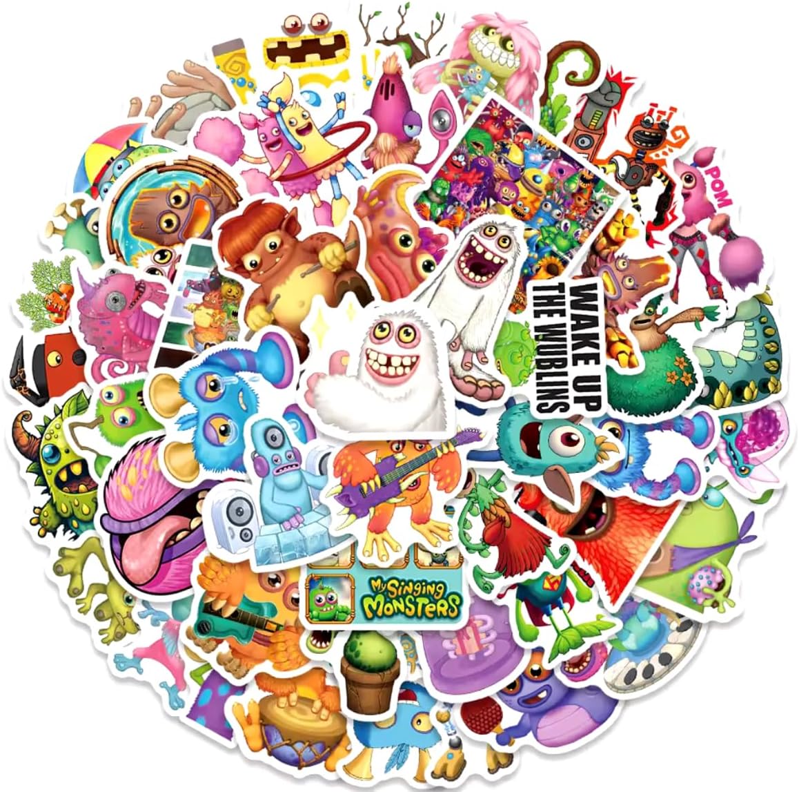 5 PACKS 50-Pack Video Game My Singing Monsters Sticker Pack - Vibrant Designs for Fans of The Hit Game