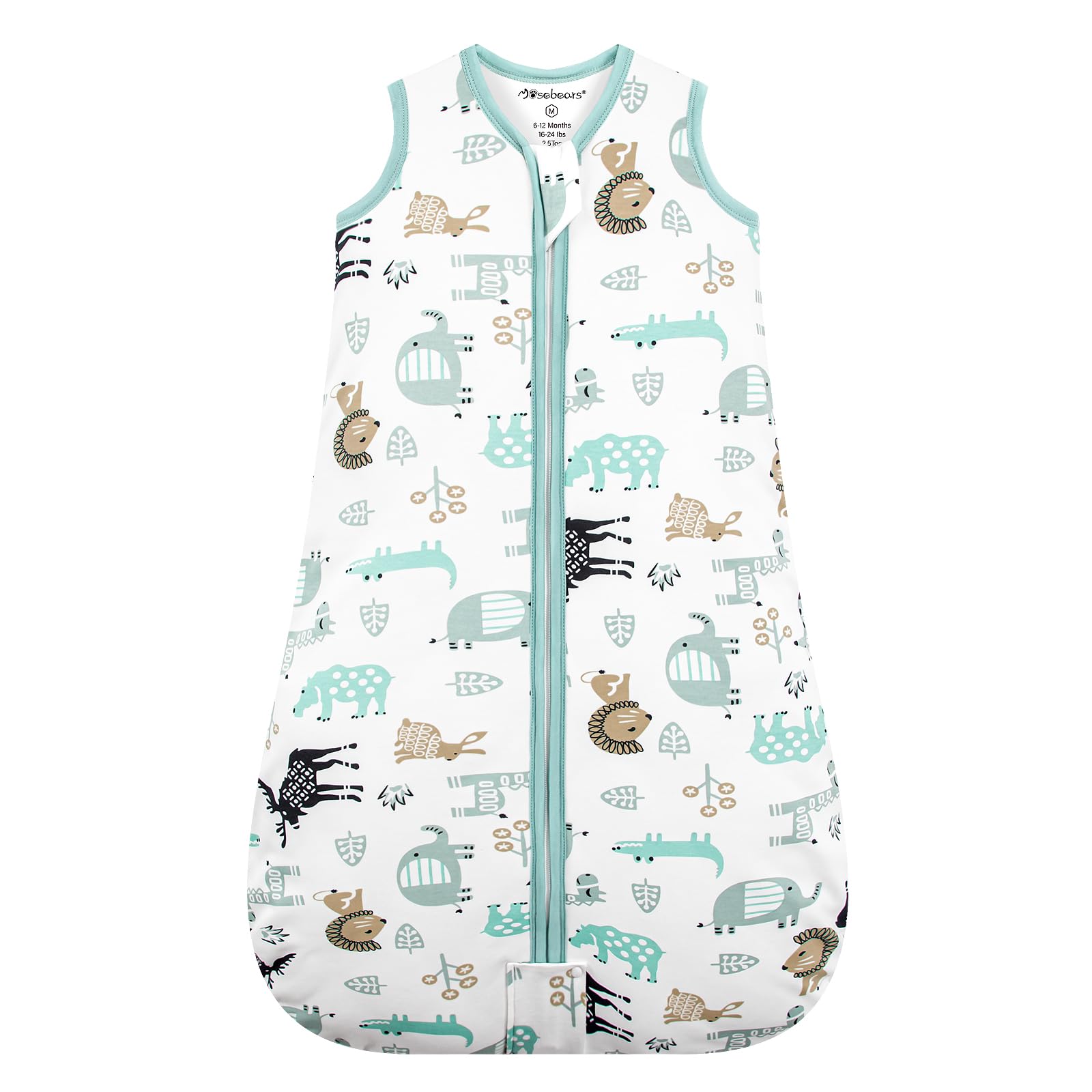Mosebears Sacco nanna invernale per bambini, 2,5 tog, 100% cotone, per diverse misure dalla nascita all'età di 24 mesi (blu zoo, 12-18 mesi)