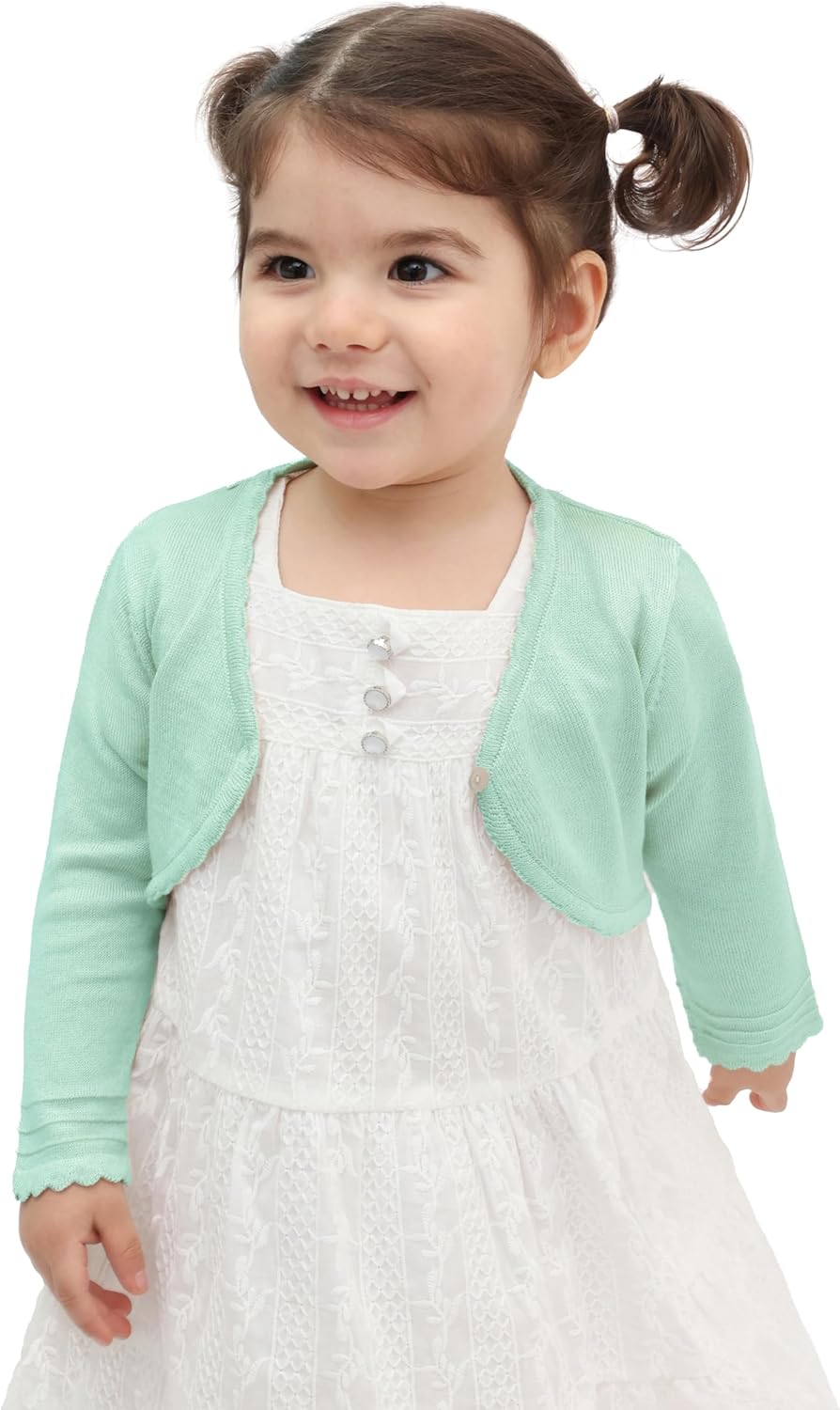 Lilax Baby Girls' Long Sleeve Cardigan Shrug, Button Closure Knitted Bolero - Image 2