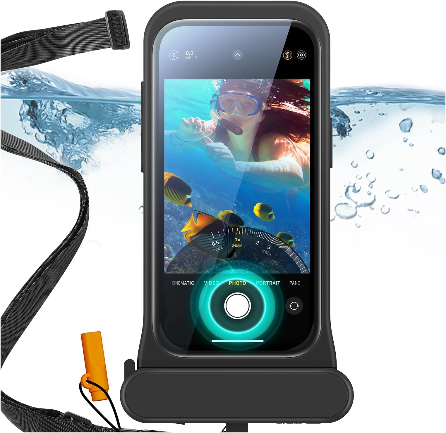 ESR Waterproof Phone Pouch for iPhone 13 Pro / 14 Pro / 15 Pro, Underwater Touch Sensitivity, IPX8 Floating Waterproof Cellphone Case with Lanyard, Dry Bag for Snorkeling, Black