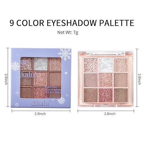 Miniatura 6 de Erinde Paleta de sombra de ojos de 9 colores, paleta de sombra de ojos con purpurina mate, altamente pigmentada de larga duración, impermeable,