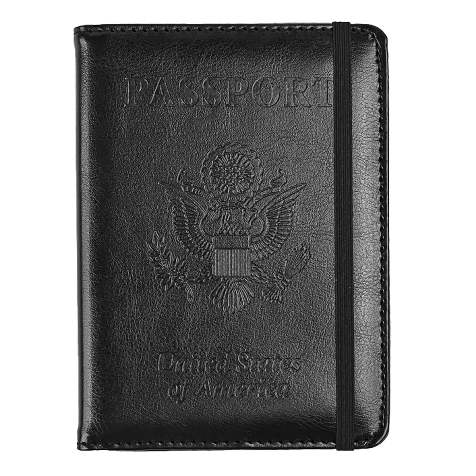 ZOPPEN RFID Blocking Passport Holder for Travel – PU Leather Waterproof Lightweight Passport Cover Wallet for Women Men, Travel Organizer with Card Slots for Airline Tickets &amp; Passport Book (Black)