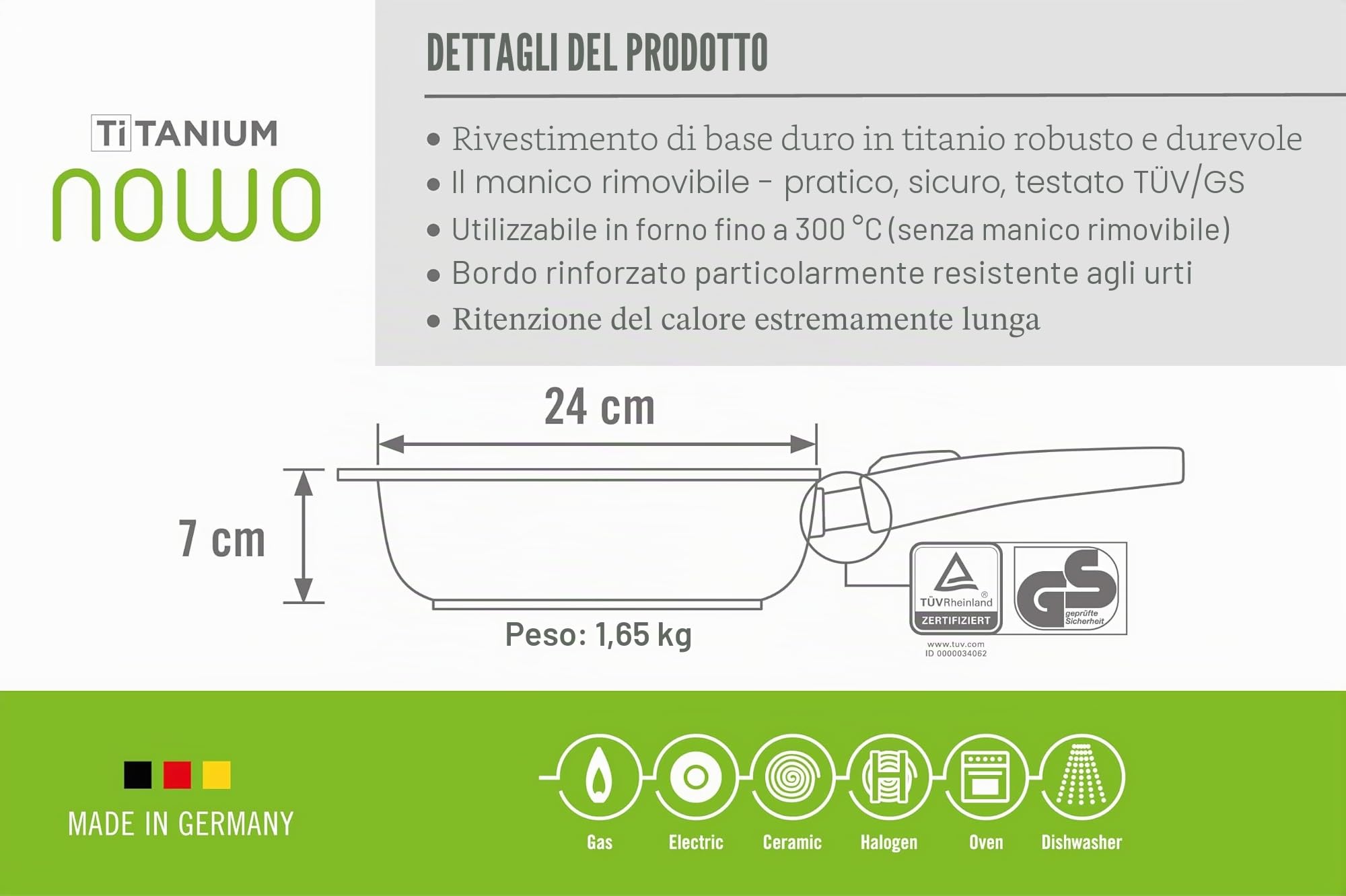 Woll Titanium Nowo - Padella in ghisa con Bordo Alto