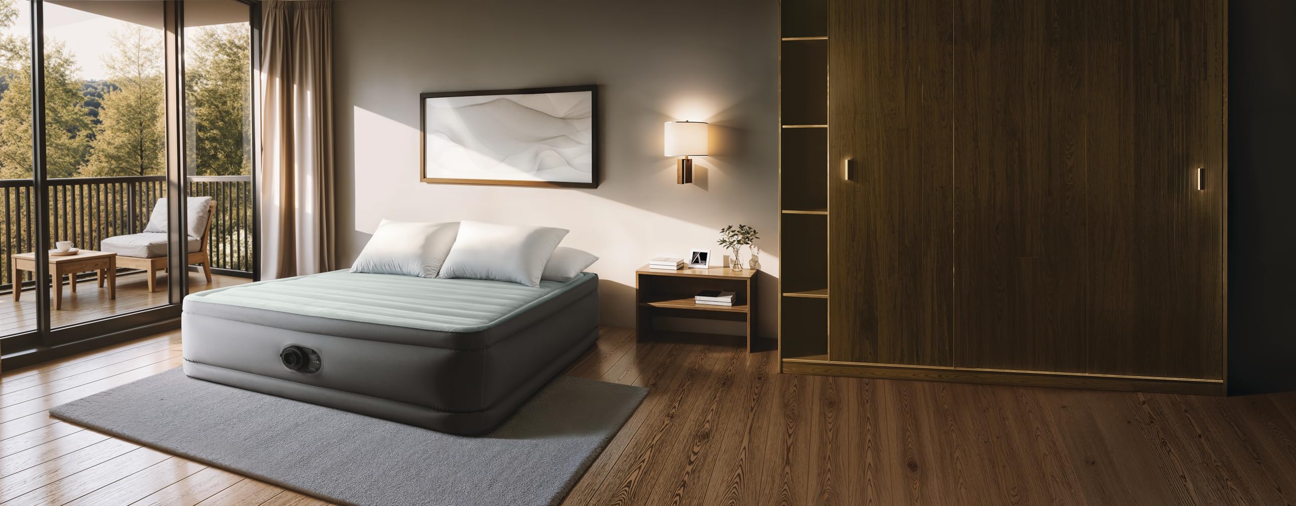 Intex 64906ND - Materasso Dura-Beam PremAire Matrimoniale Autogonfiante, 152x203x46 cm