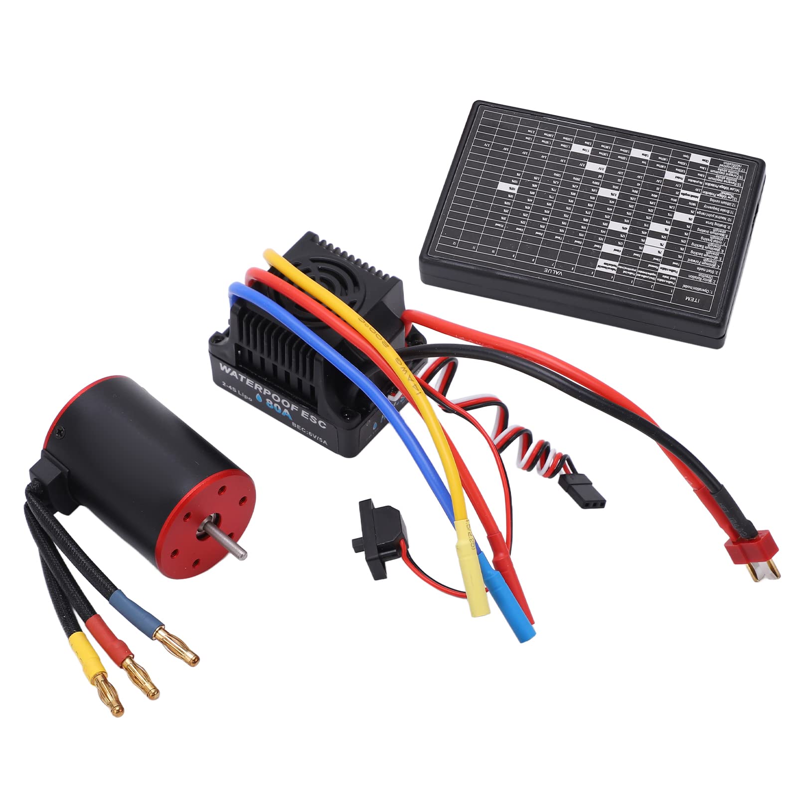 Alomejor Zestaw ESC Silnika Bezszczotkowego 80A 3100KV do Samochodu RC