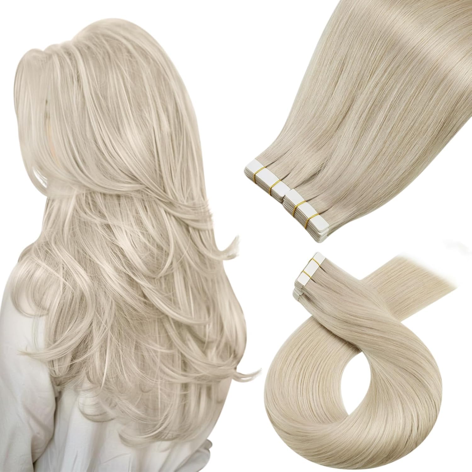 Moresoo Extensions Echthaar Tape in Unsichtbar Tape Extensions Echthaar