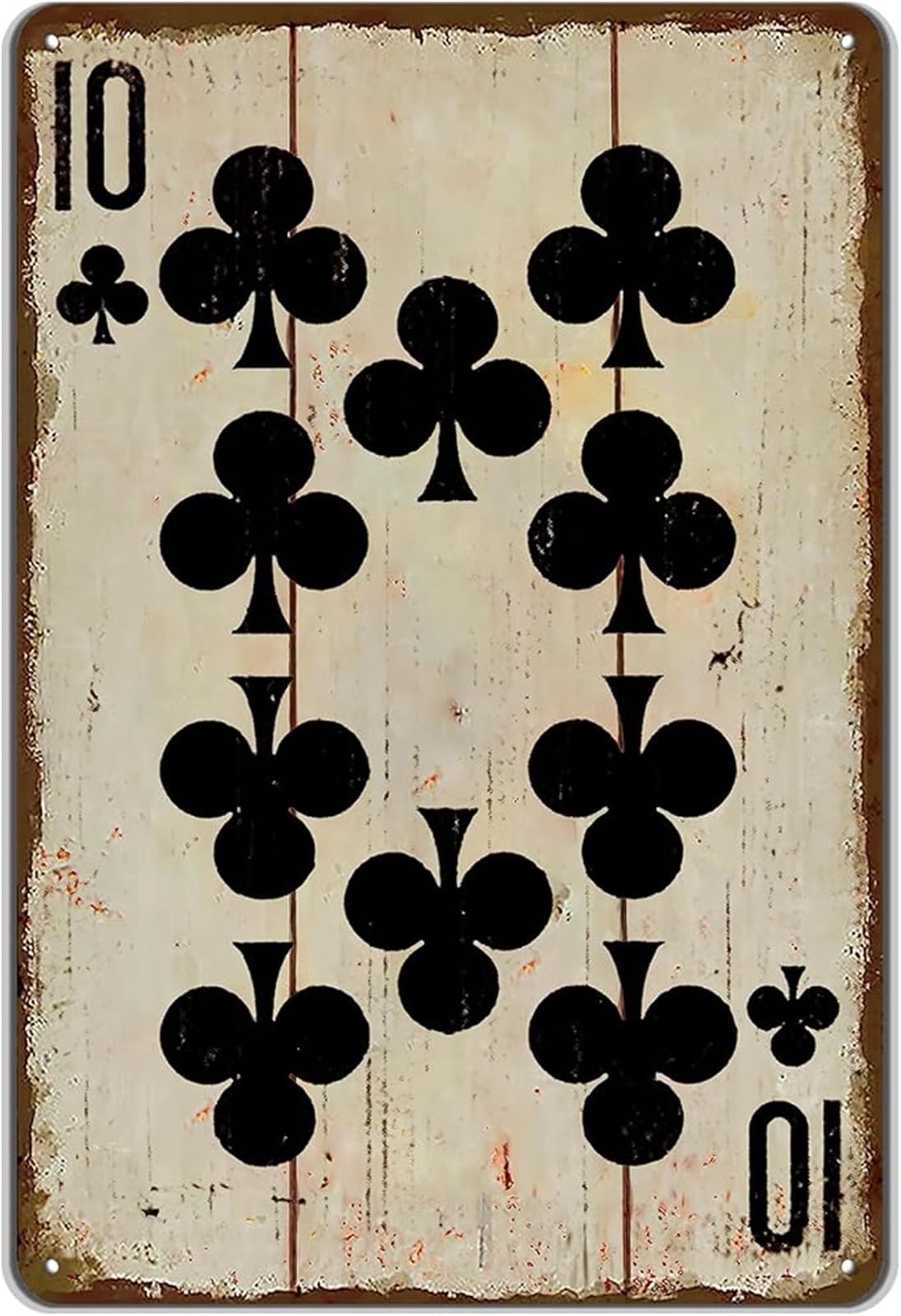 EKFBQBGW Retro Poker Ten of Clubs Metal Tin Sign for Man Cave Home Cafe Pub Bar Game Room Wall-Art 8 X 12 in