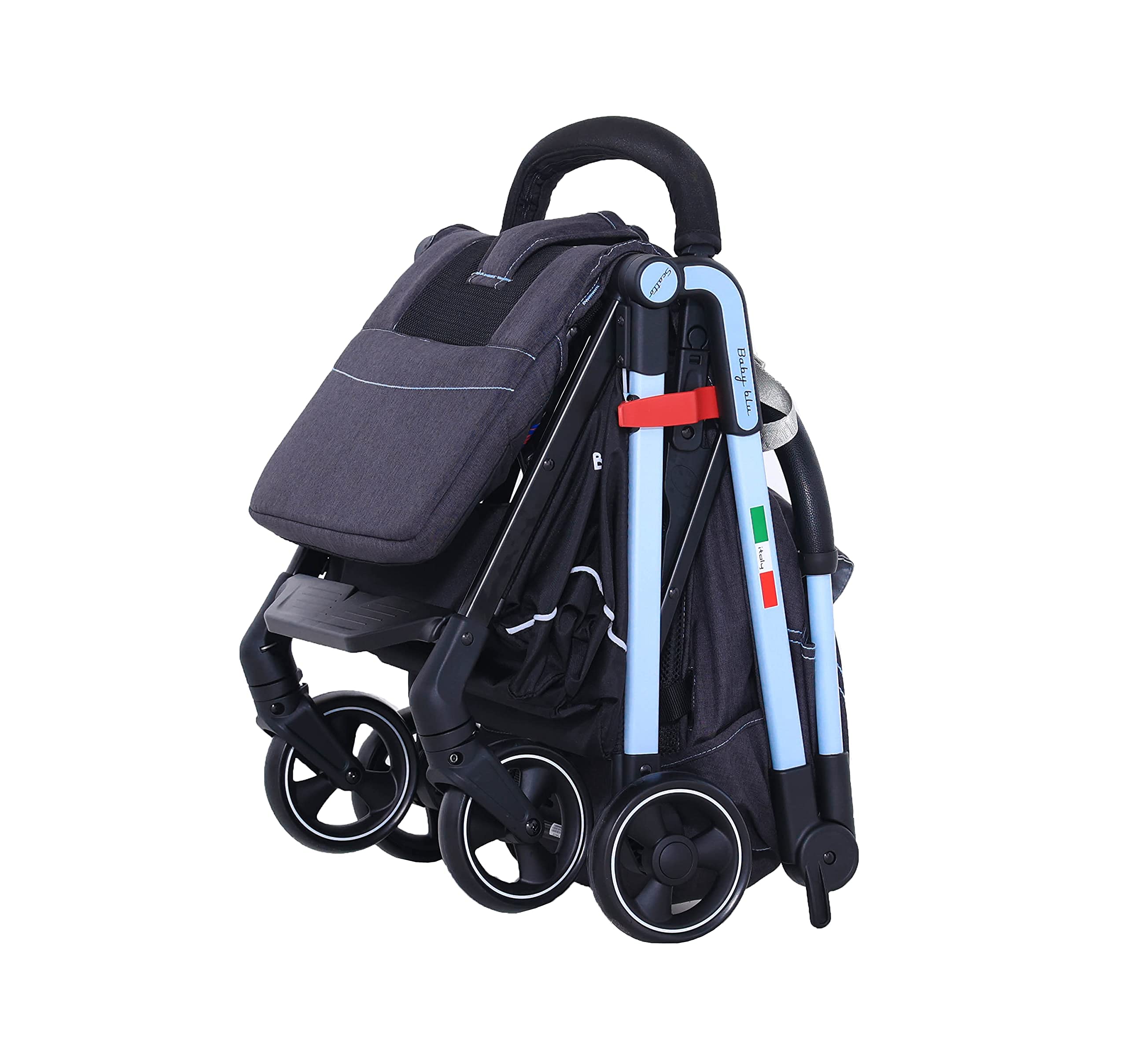 Baciuzzi, Passeggino Compatto con Chiusura Automatica a Scatto e Ruote Ammortizzate, BS Baby Blue