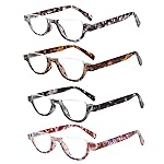SIGVAN 4 Pairs of Colorful Fashion Half Moon Frame Reading Glasses Spring Hinge Male and Female Readers (Multicoloured, 1.00)