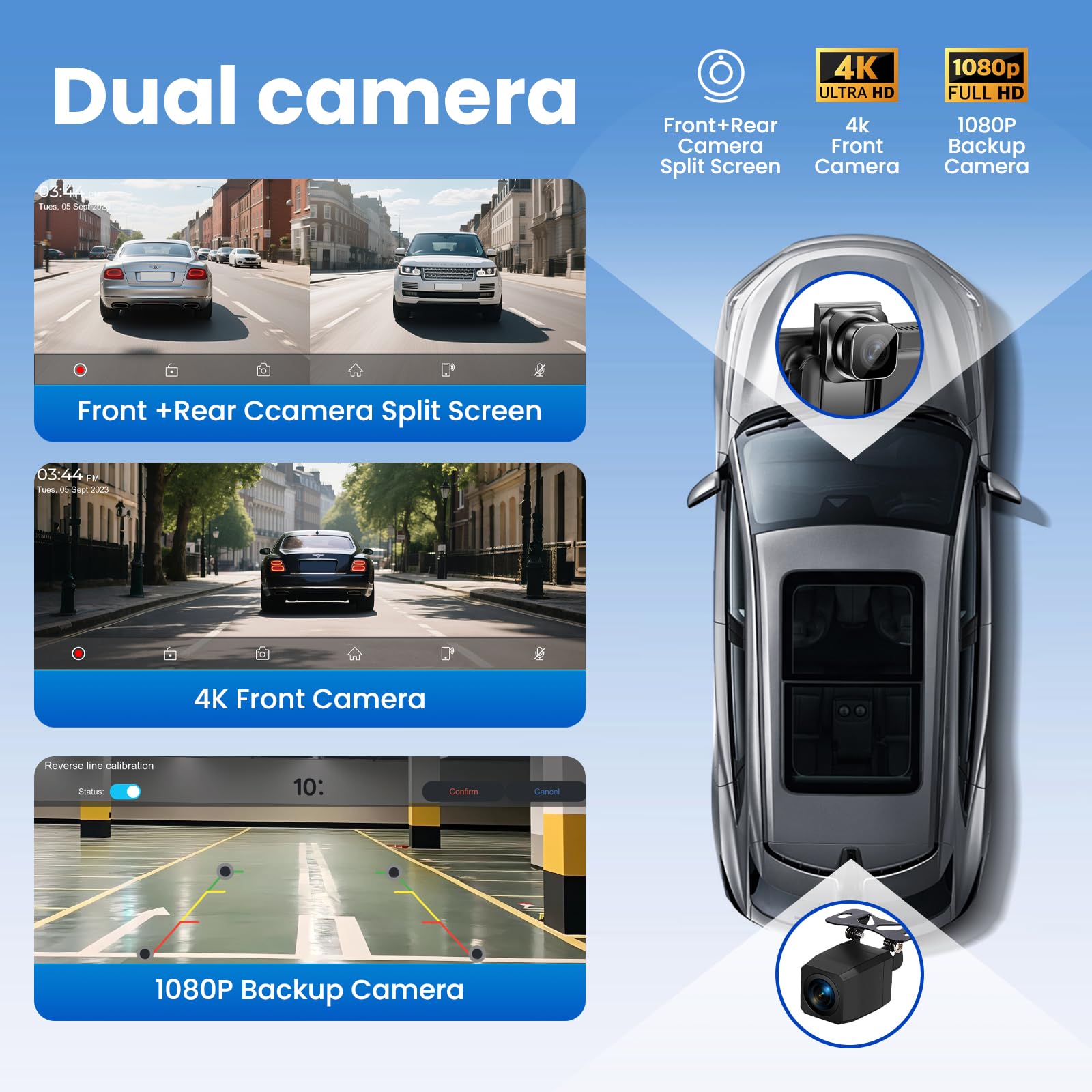 11.5 Zoll CarPlay Display für Apple CarPlay & Android Auto,Car Play IPS Touch Screen Kabelloses Carplay Android Auto Bildschirm mit AUX/FM,4K DashCam,1080P Rückfahrkamera,Mirror Link,Bluetooth