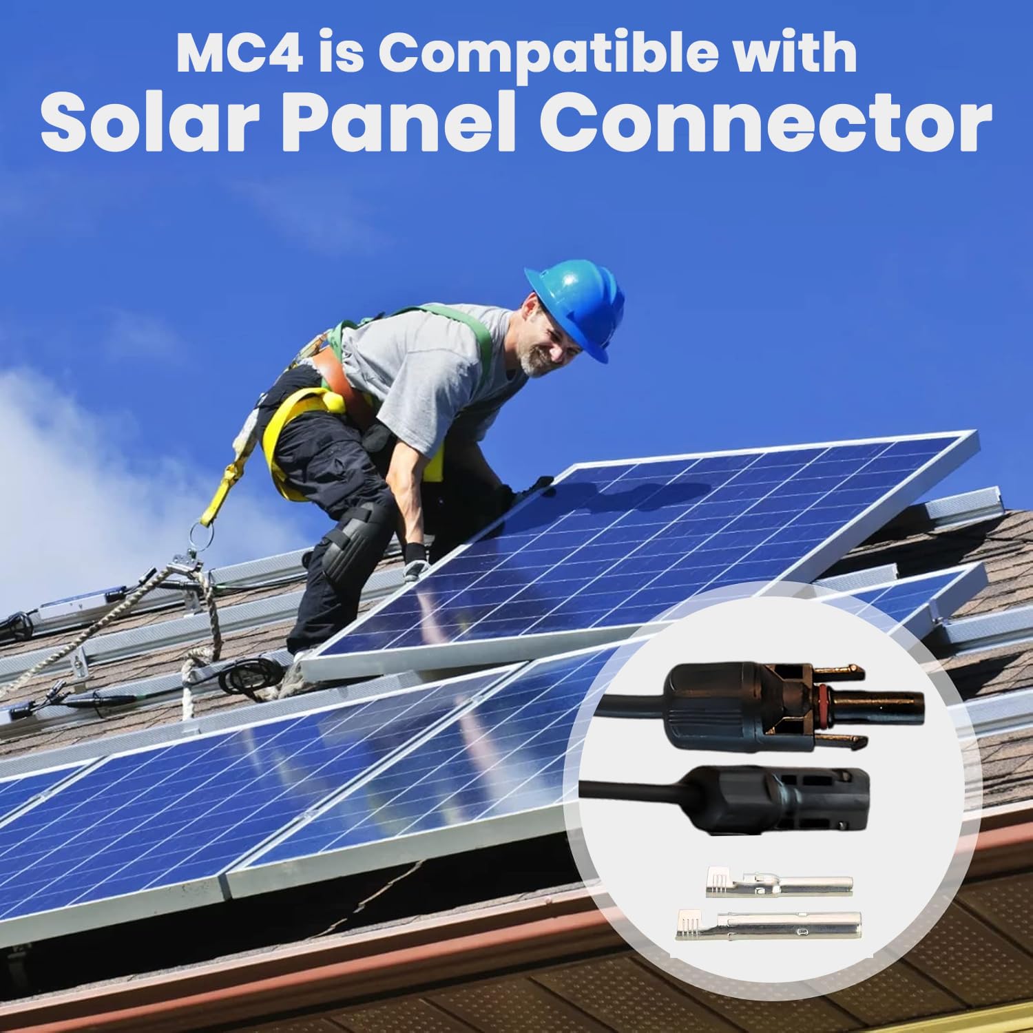 Lot de 10 connecteurs de panneau solaire MC4 moulés 2 en 1 | Compatible avec câble solaire 10 AWG, 10 A, 1000 V CC, étanchéité IP67 | Outils de clé MC4 inclus