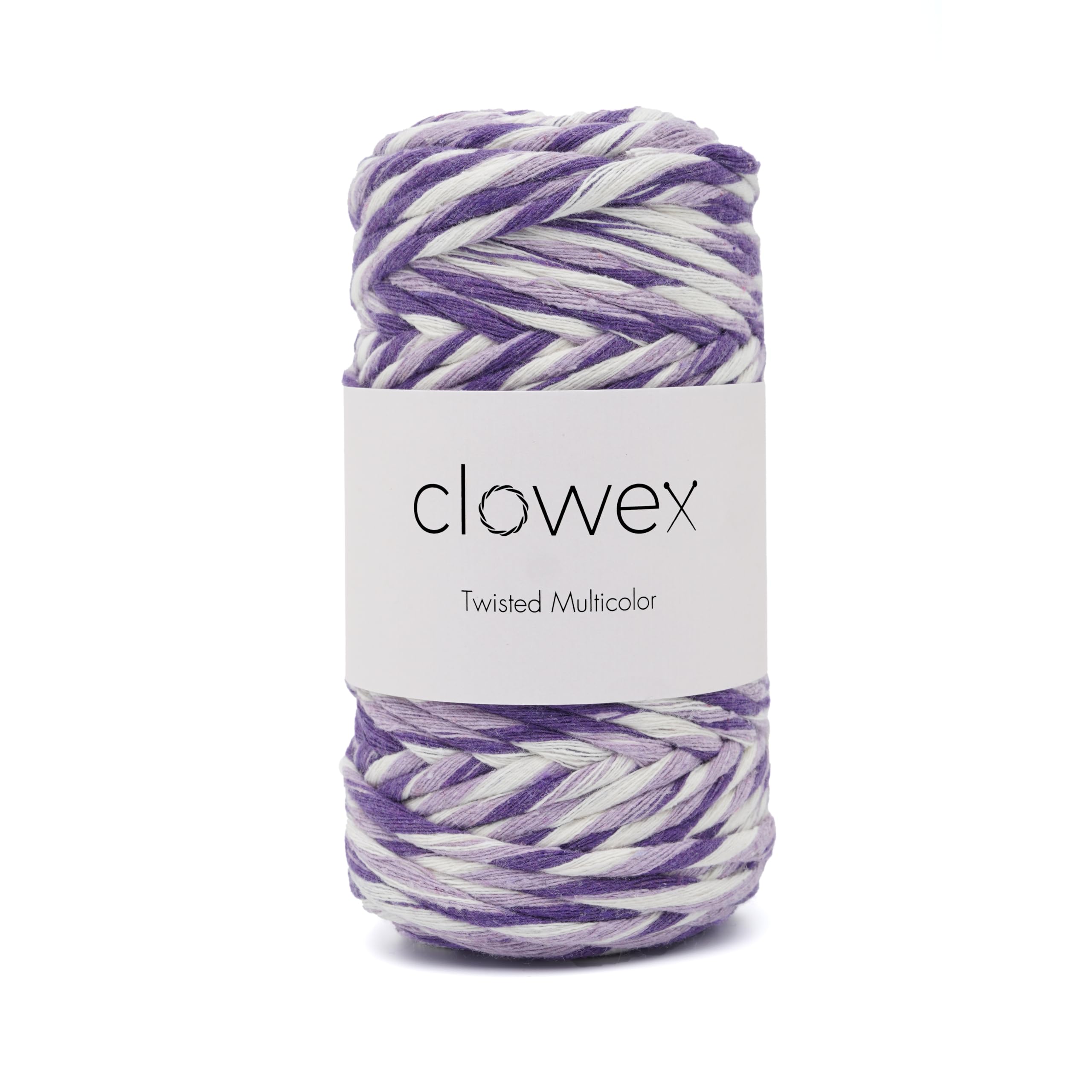 Clowex Multicolored Cotton Combed Macrame String 5mm, Rainbow Colorful Macrame Cord, Twisted Multicolor Soft Variegated Cotton Macrame Yarn 87 yds x