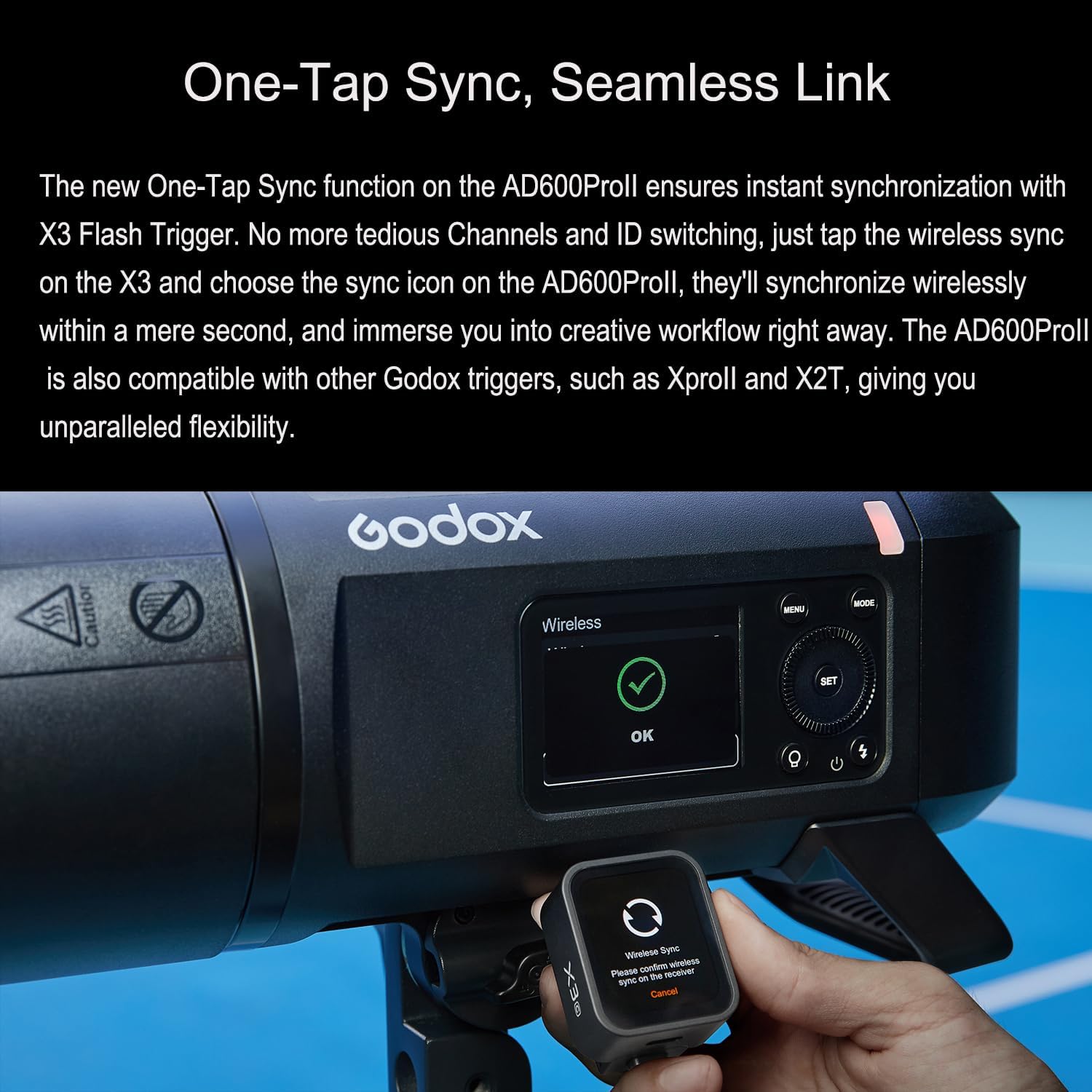 Godox AD600 Pro II Studio Flash Monolight,600Ws Outdoor Strobe Light,2.4G TTL,1/8000s HSS,Bi-Color 2800K-6000K,0.01s to 0.9s Recycle Time for Canon,Sony,Nikon,Fuji,Olympus,Panasonic Camera