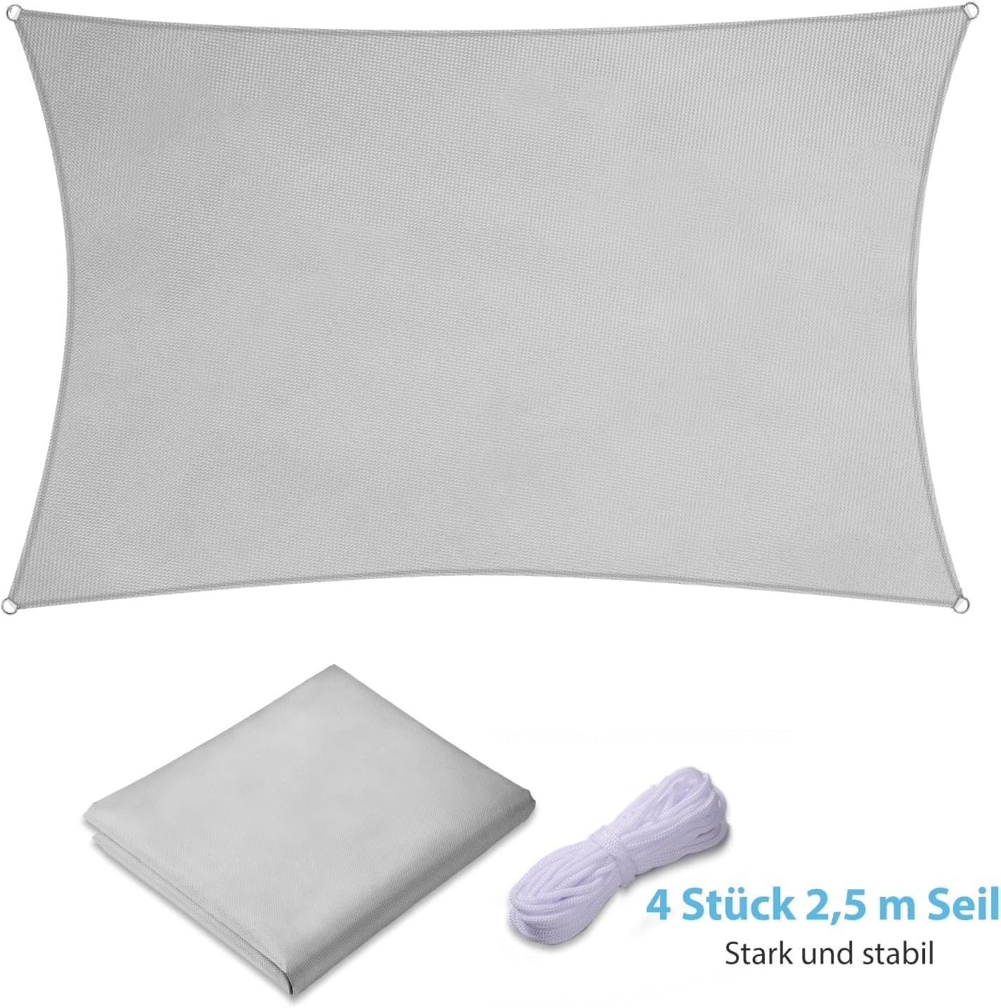Sonnensegel Wasserdicht & UV-Schutz, Verdickter 420D Oxford-Stoff – Perfekter schattiger Rückzugsort für Balkon, Garten & Terrasse, Grau (3x4m Grau)