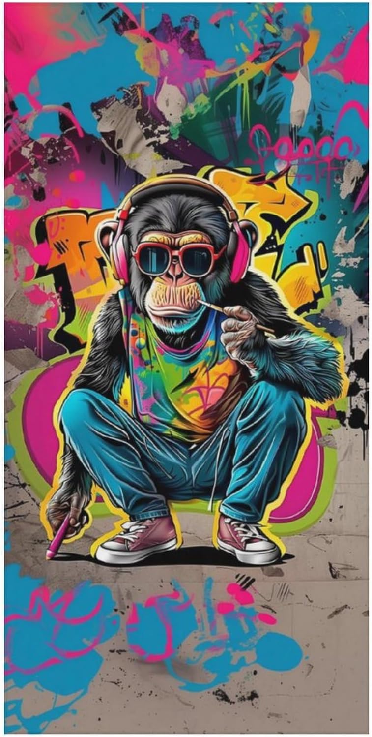 Street Graffiti Monkey Beach Blanket Bath Towels Beach Towel Quick Dry Cool Shower Pool Home 63 * 31.5 in