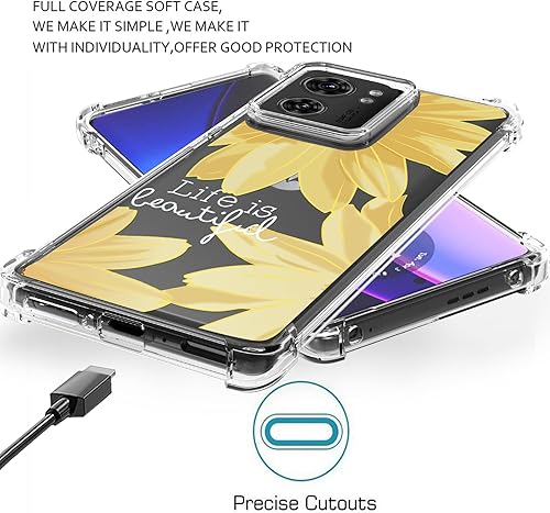 Miniatura 7 de Osophter Funda para Motorola Edge 2023 funda de goma TPU flexible de absorción de golpes para Moto Edge 2023 (flor morado)