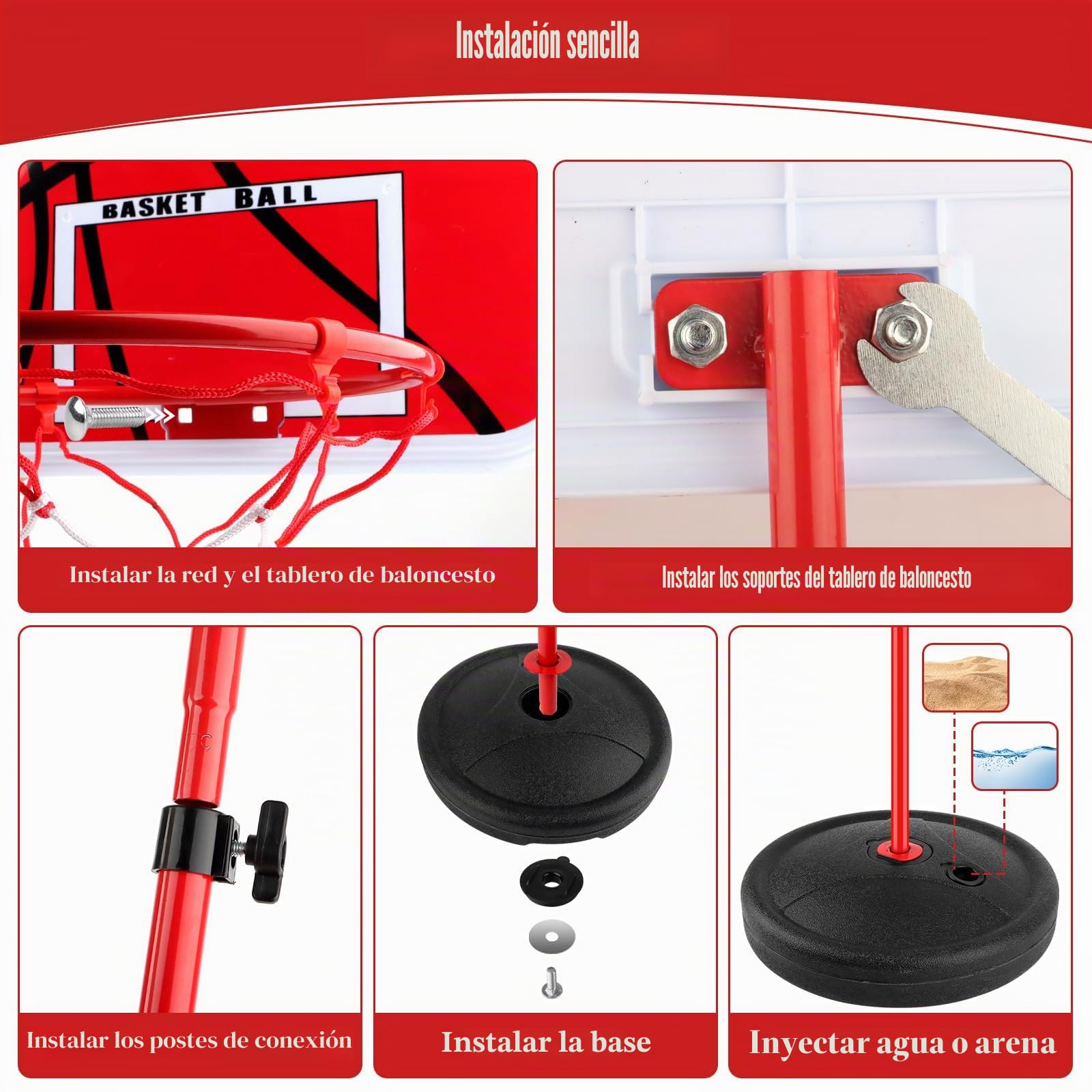 Canasta Baloncesto Infantil, Aro de Basket para Niños con Base, Canasta Baloncesto Exterior Altura Regulable 60 a 150cm, Kit de Canasta Infantil Incluye 2 Pelotas y Bomba, Regalo Deportivo