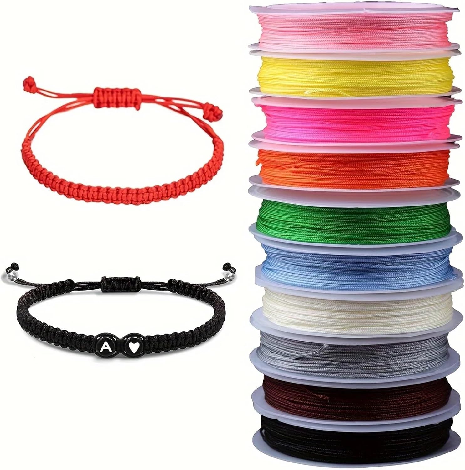 Elastic String for Bracelets 3 Set 10 Rolls Mixed Colors Nylon Cord Thread for DIY Jewelry Making, Inelastic Beading Cords for Bracelets, Necklaces, Anklets