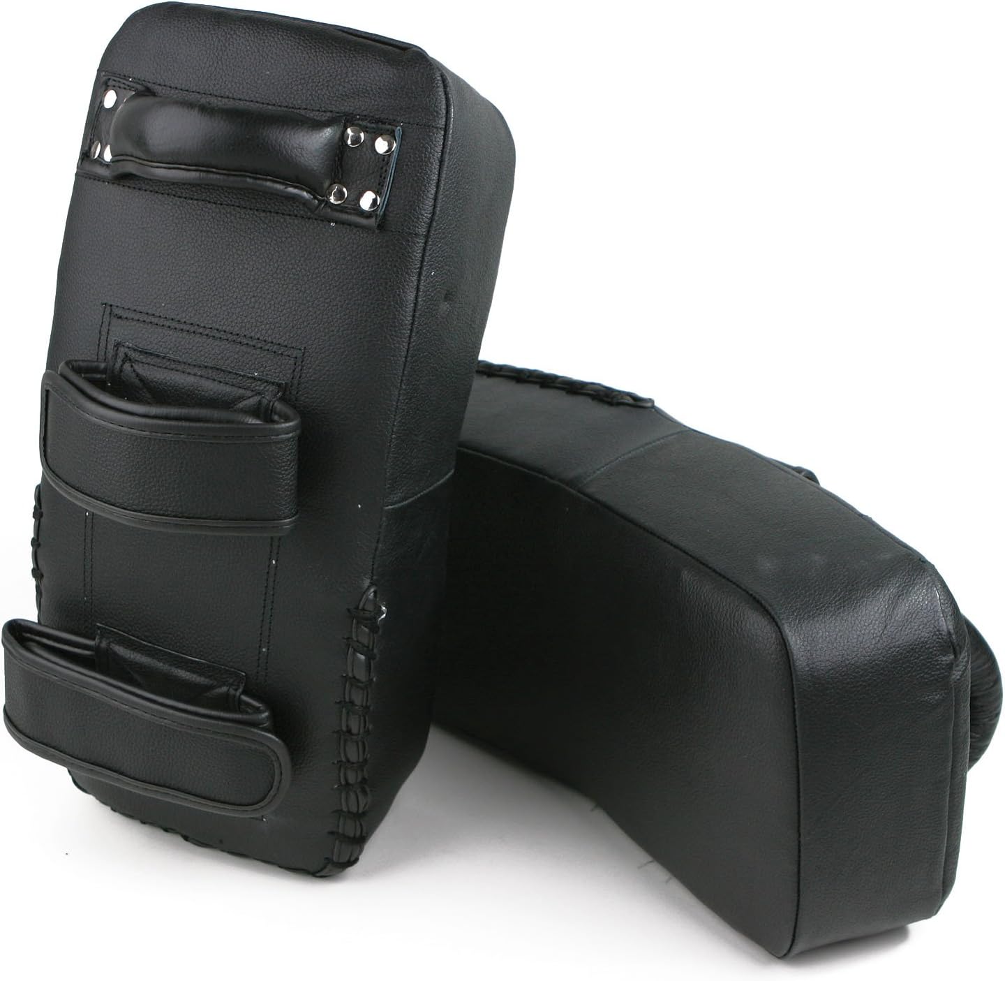 Mixed Martial Arts Kick Boxing Curved Kick Pad, Leather (Black)