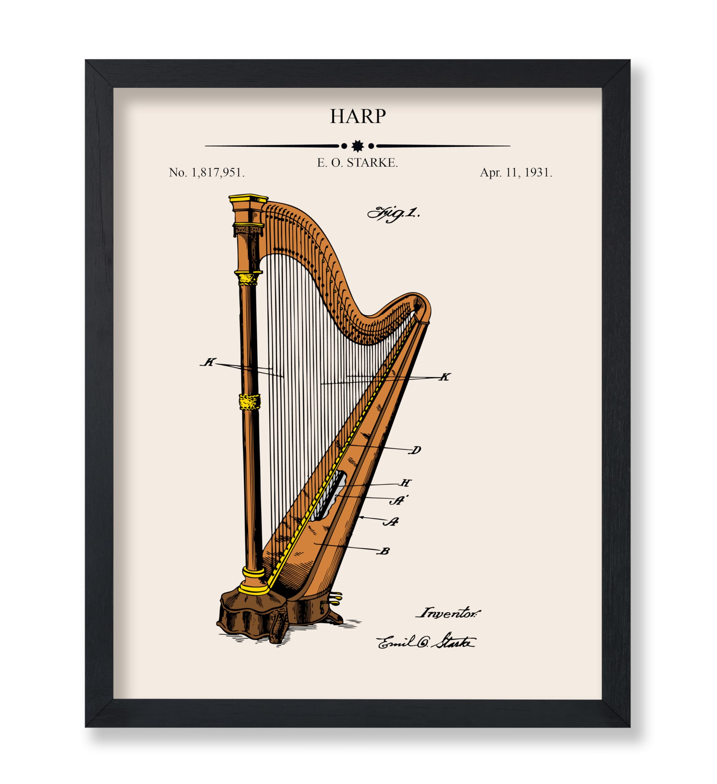 Amazon.com: Poster Master Harp Blueprint Print - Patent Poster