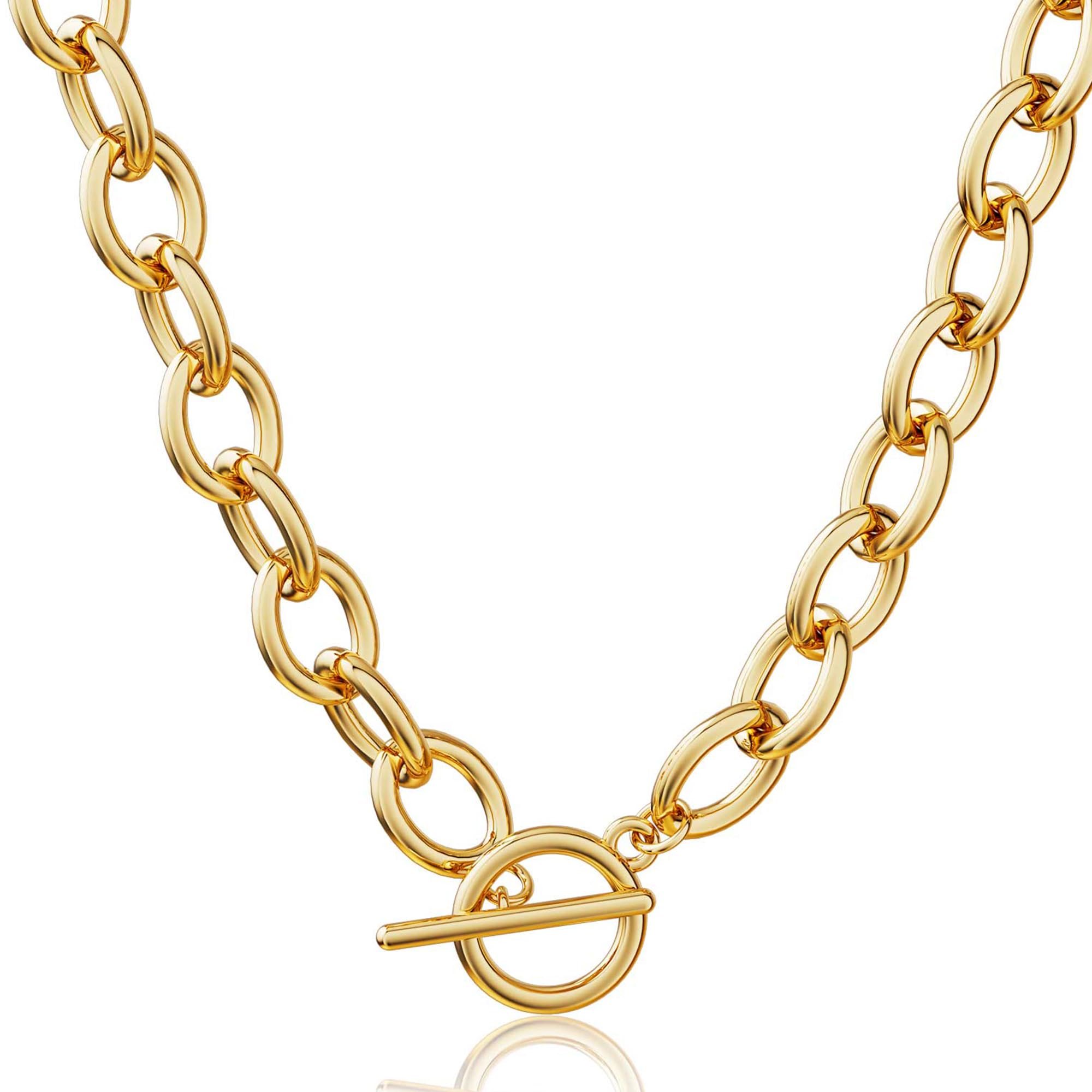 CHESKY 14K Gold Plated Chunky Necklace for Women Trendy Paperclip Chain Necklace Thick Cross Heart Pendant Necklace Layered