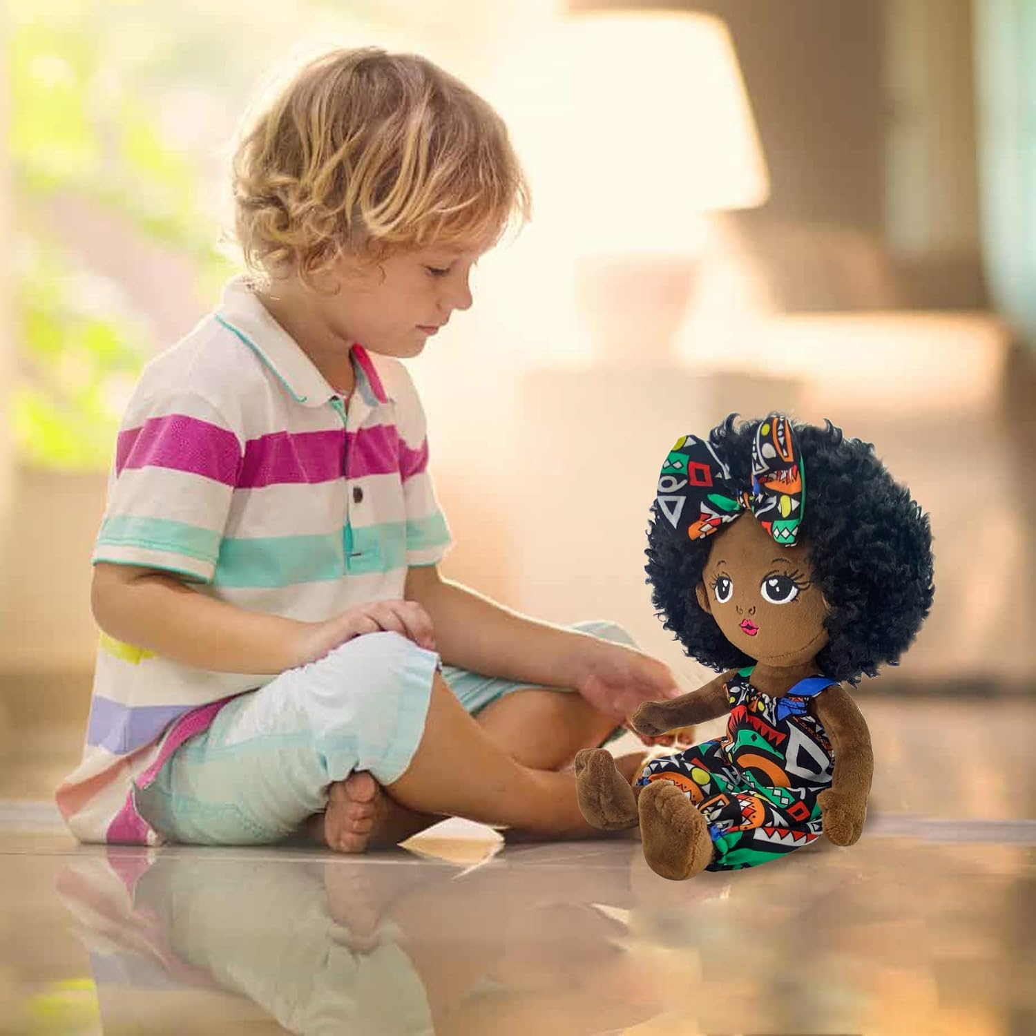 Black Baby Doll s Soft Doll, 12” Black Dolls African American Ba by Dol l Soft Baby Doll,Plush Doll s Girls Black Baby Dolls for Christmas