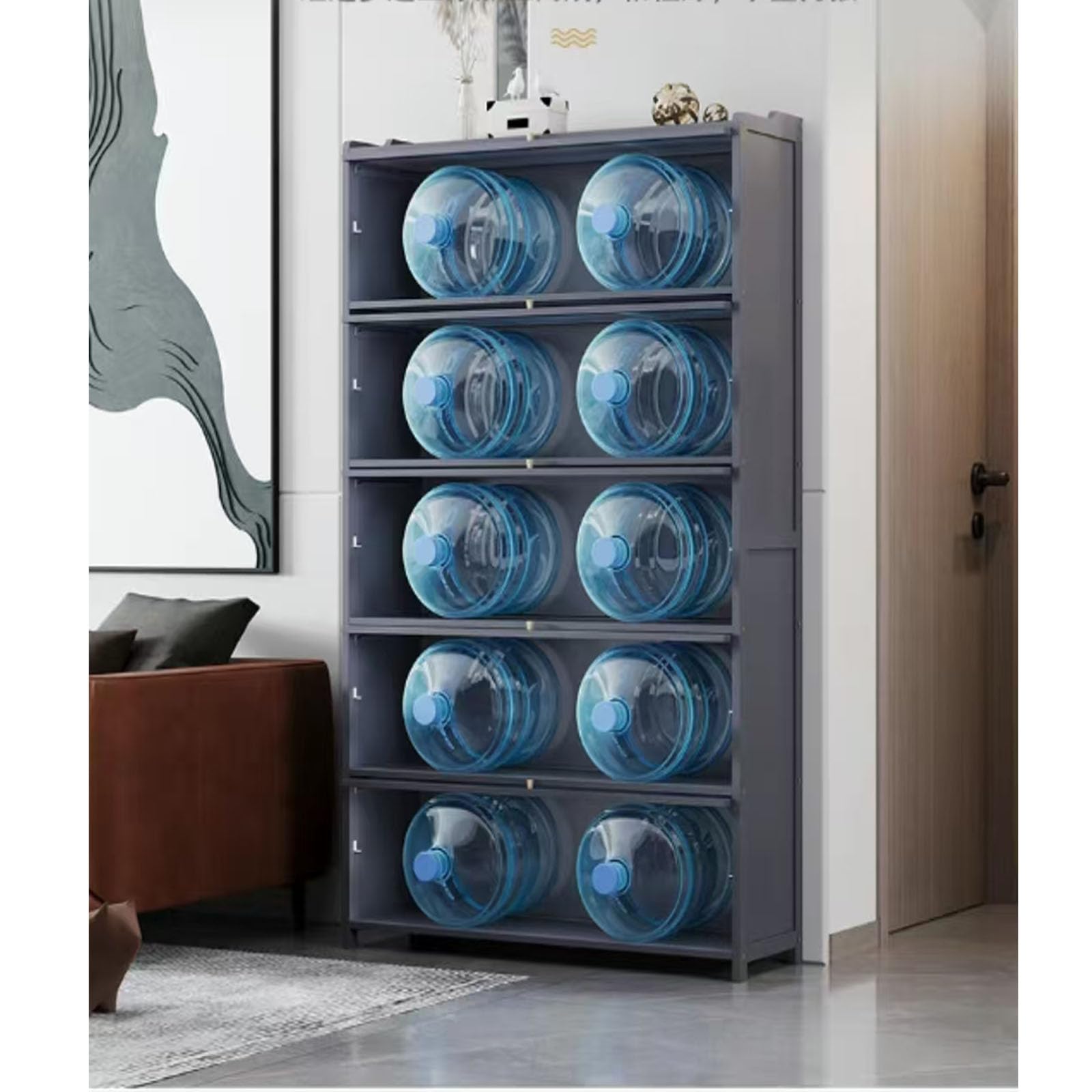 Gabinete de zapatos de bambú, puerta transparente, estante de zapatos de gran capacidad, con puerta plegable (Gris, 80cm,9capas)