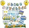 141 Pcs Pikachu Birthday Party Supplies Pokemons Theme Party Decoration for Kids Boys and Girls Includes Cake Decorations Plates Table Cloth