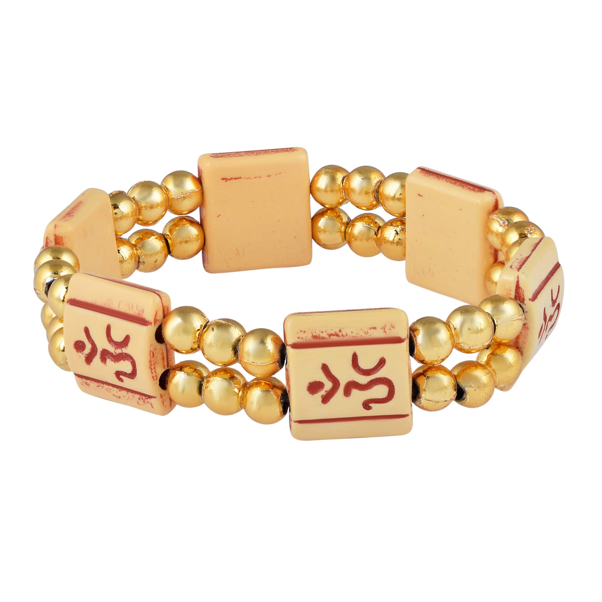 Memoir Gold plated and Wooden beads Om elastic stretch bracelet Men Women Hindu temple jewellery (B08WLYBCDG) Amazon Price History, Amazon Price Tracker
