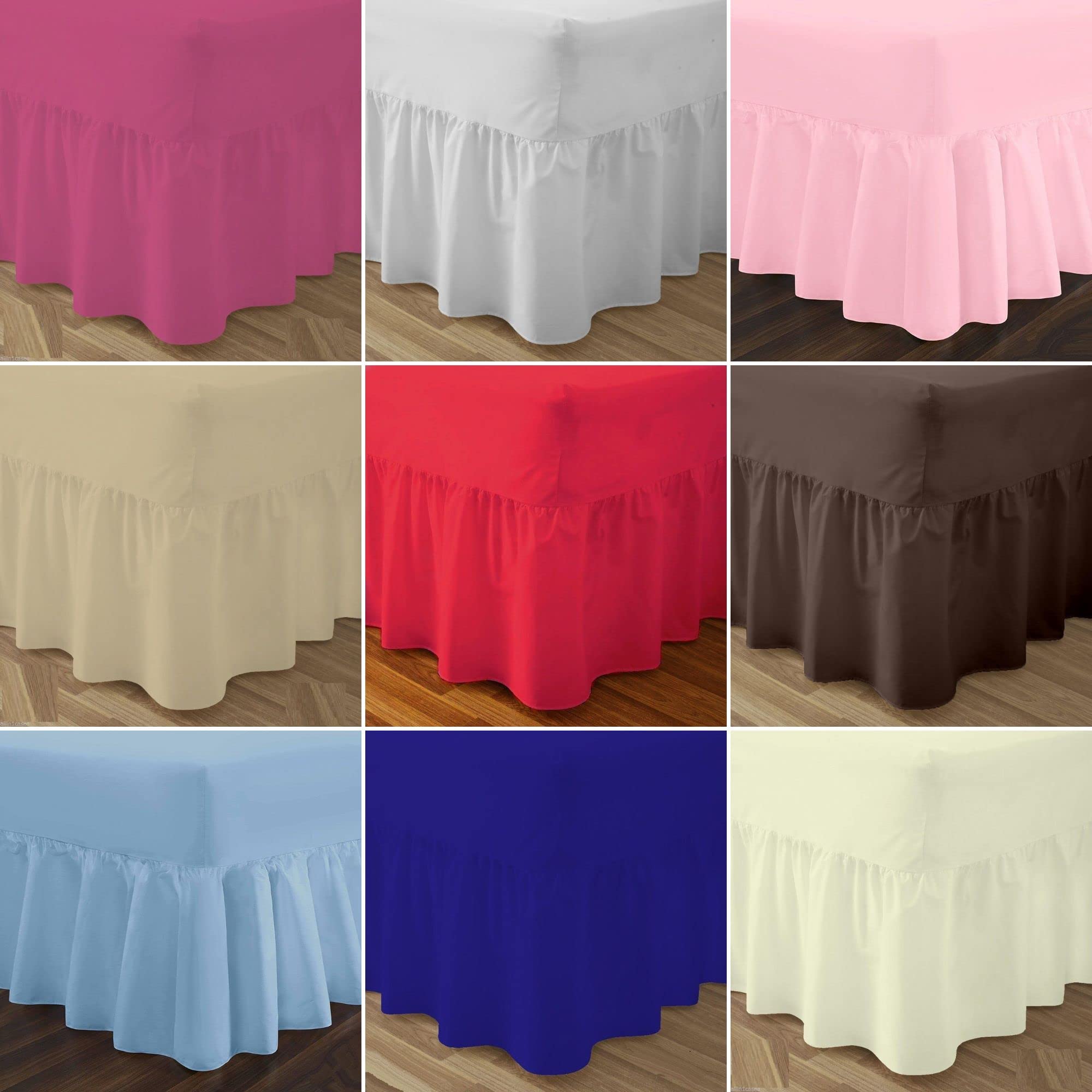 Plain Dyed Fitted Frilled Valance Sheets (40 cm Frill - Box Depth 25 cm) Easy Care Polycotton Durable Traditional Linen Bed Sheet (Double 135 x 190 cm, Cream)