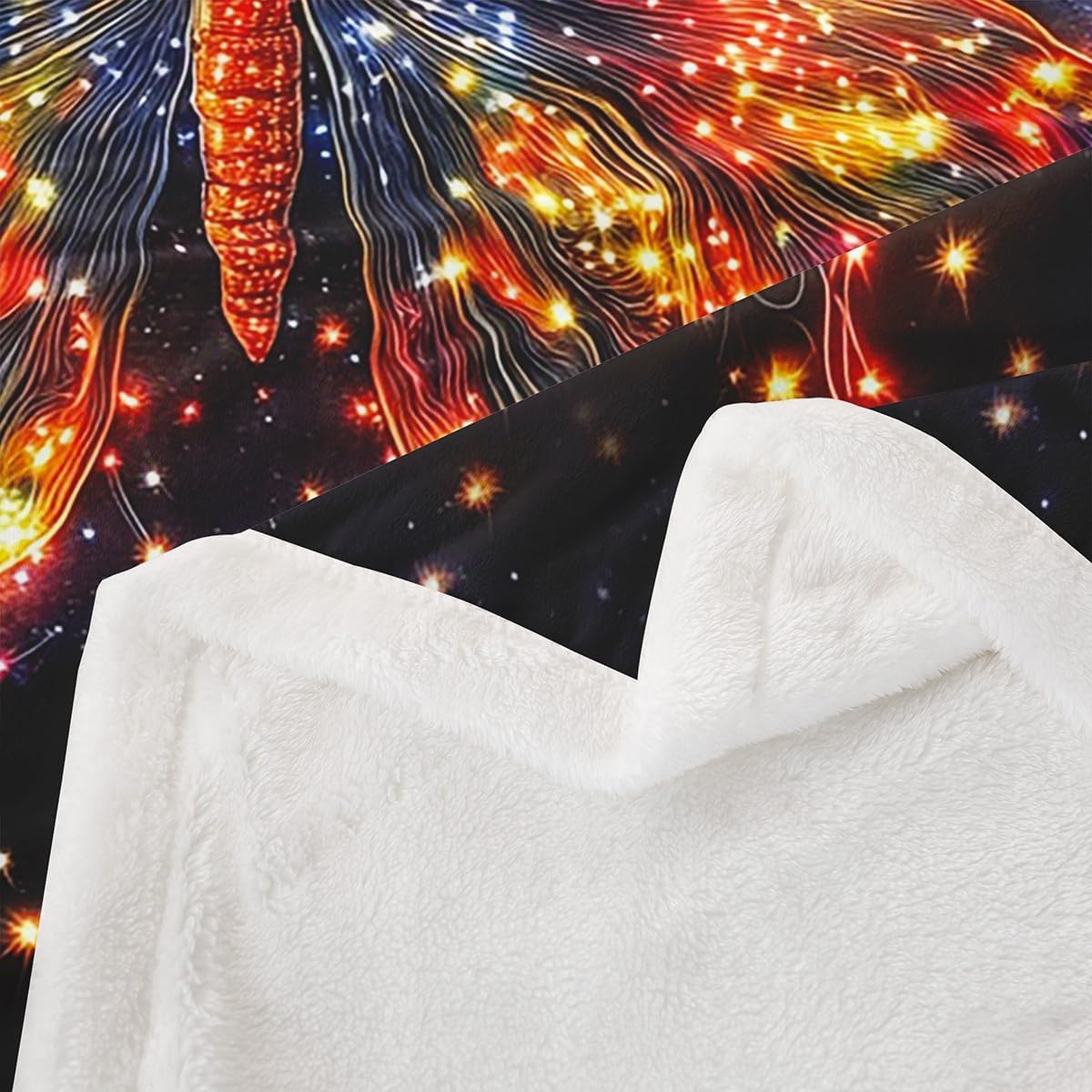 3D Butterfly Kids Flannel Blanket,Watercolor Neon Light Dots Print Fuzzy Blanket for Children,Wild Animal Pattern Galaxy Black Polyester Throw Blanket for Couch, Twin Size (60 x 80 Inch)