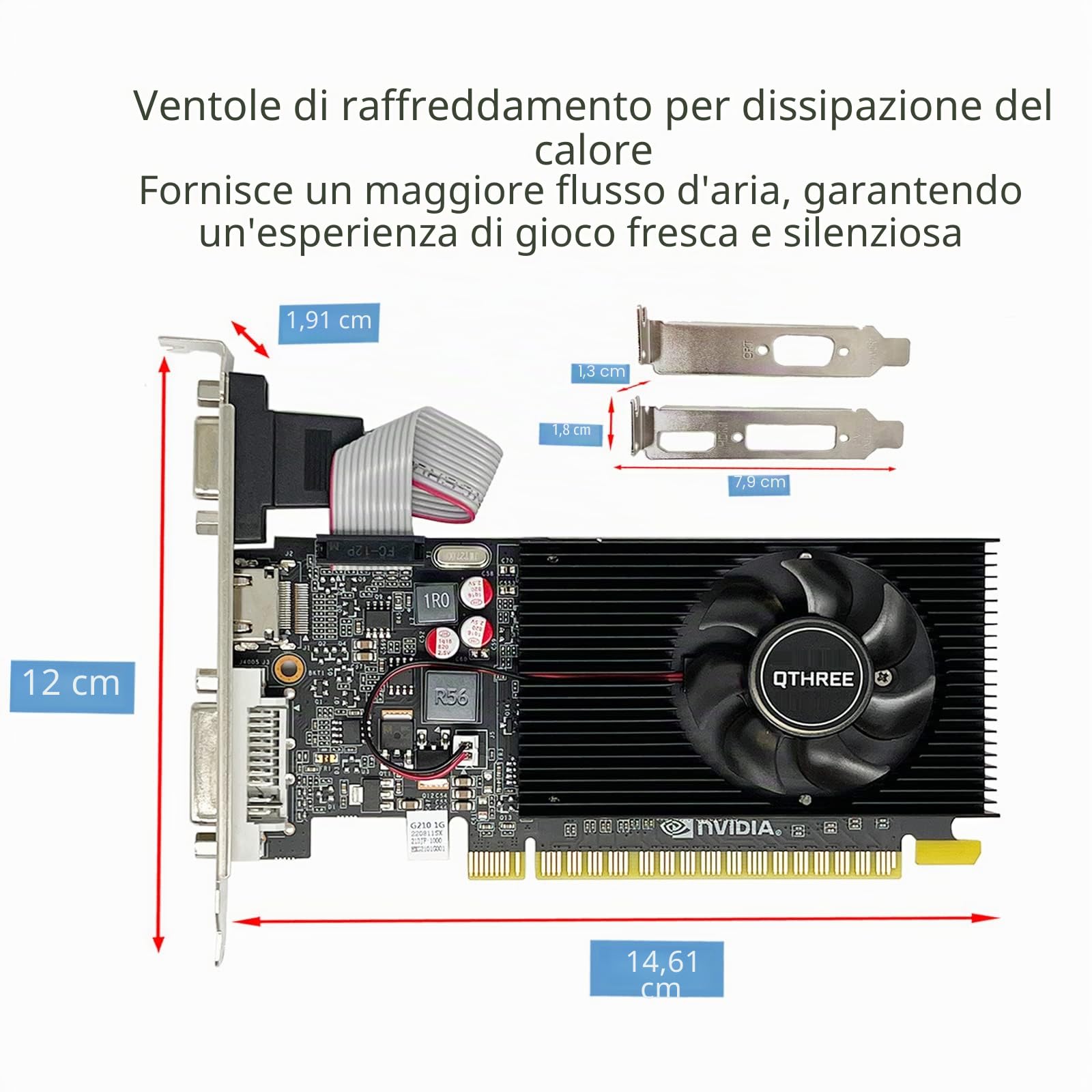 Scheda Video NVIDIA GeForce 210 1GB DDR3 PCIe X16 - VGA, DVI, HDMI - Usata 6 Mesi Garanzia