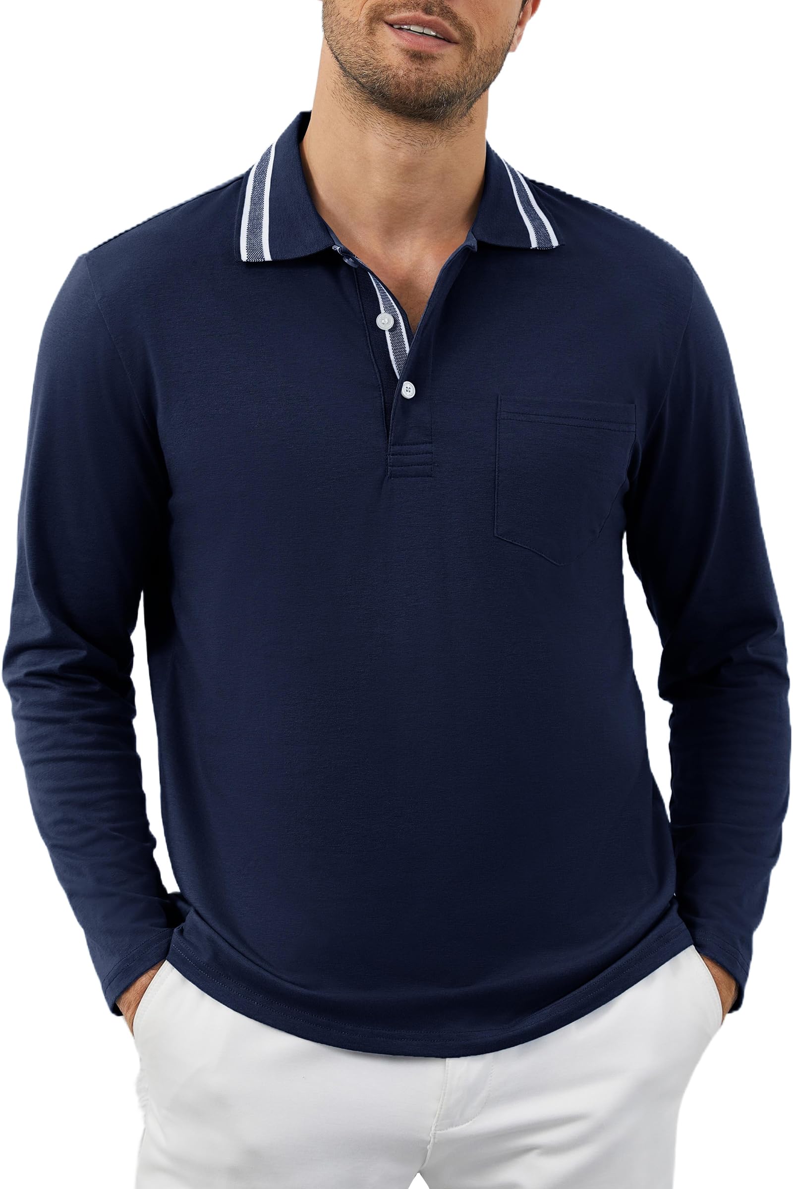Gleam Ledra Poloshirt Herren Kurzarm Klassisches Baumwollmix Golfshirt Polohemd mit Knopfleiste