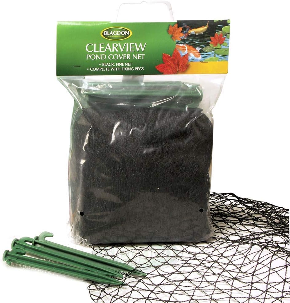 Blagdon 1022378 Clearview Pond Cover Netting, Strong Double Weave, Black, Fine, with 6 Fixing Pegs, Net Size 3m x 2m (10’ x 6’ 6”), Protects Pond