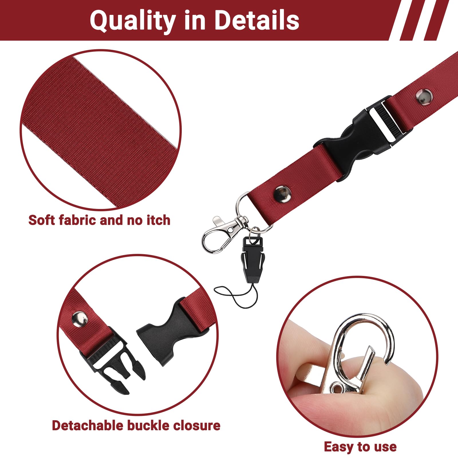 Cordini Portabadge Segus - 10 Pezzi Blu Con Fibbia Girevole, Per Chiavi E Identificativi - Foto 5