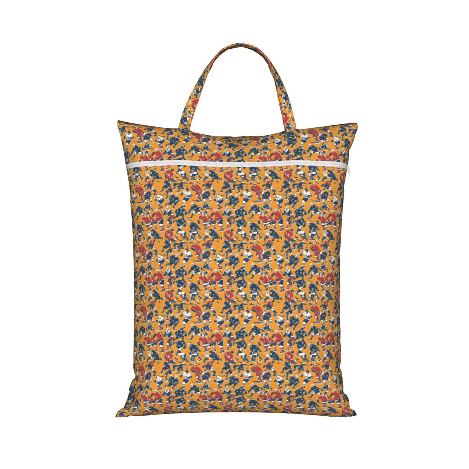 Hockey Print Travel Laundry Bag Foldable Lightweight Camping Beach Dorm Weekend Getaways