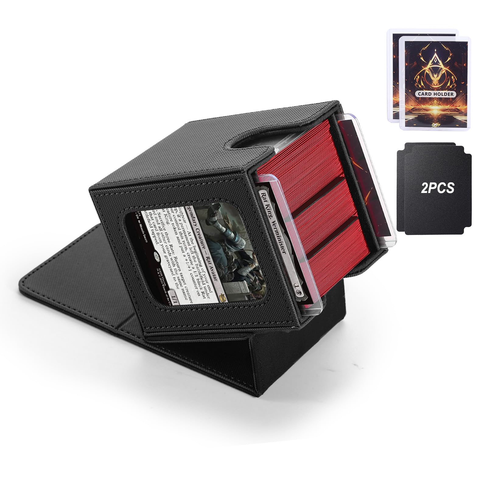 Stepane MTG Commander Deck Box for TCG with dual display windows,Black โ image 1