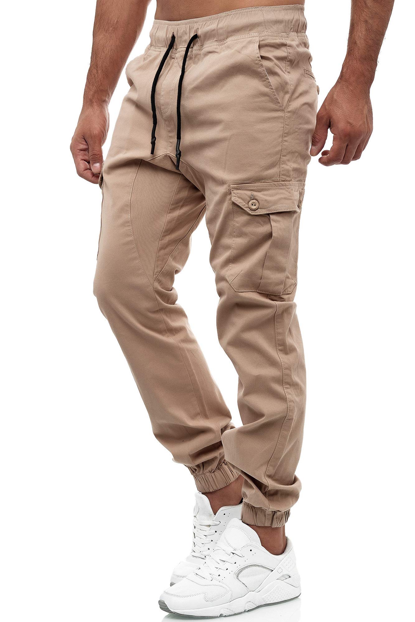 Tazzio - Pantaloni cargo da uomo, modello Chino, vestibilità normale, M610 beige. S