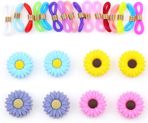 24 tapones de aguja de tejer, lindos tapones de silicona para tejer margaritas, sol y flores, aguja de tejer, protectores de punto de aguja para