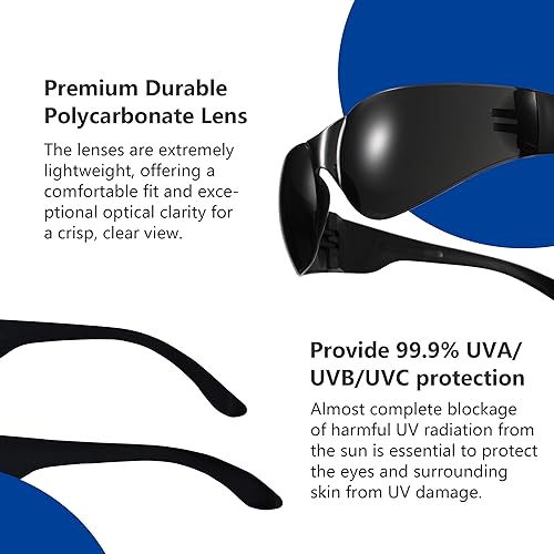 Miniatura 6 de Gafas de seguridad tintadas a granel, paquete de 24, gafas de seguridad protectoras sombreadas, gafas de sol con protección UV, lente de humo oscuro