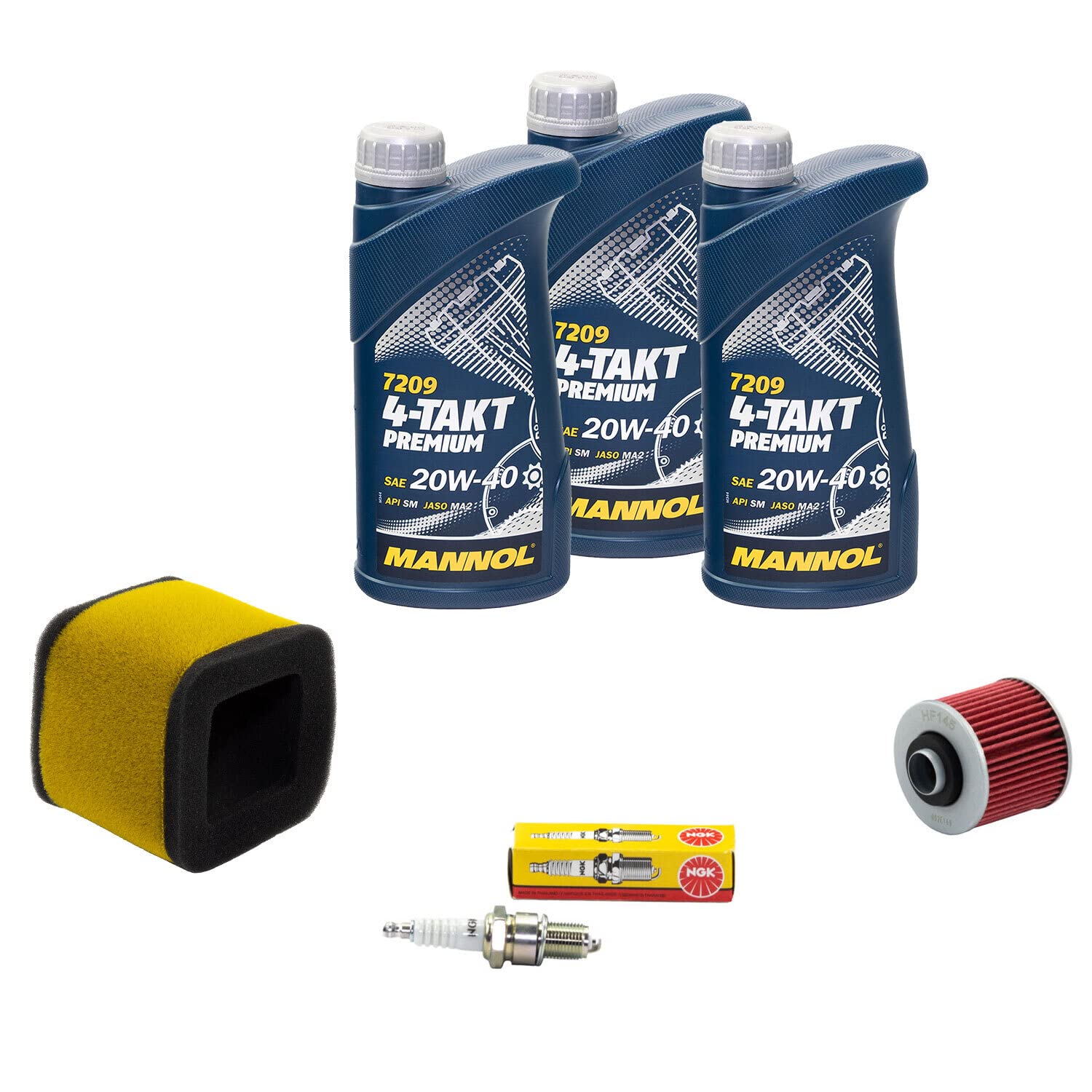 Wartungspaket Öl 3L + Luftfilter + Ölfilter + Zündkerze für Yamaha XT 500 XT500 1U6 Baujahr 1976-1989