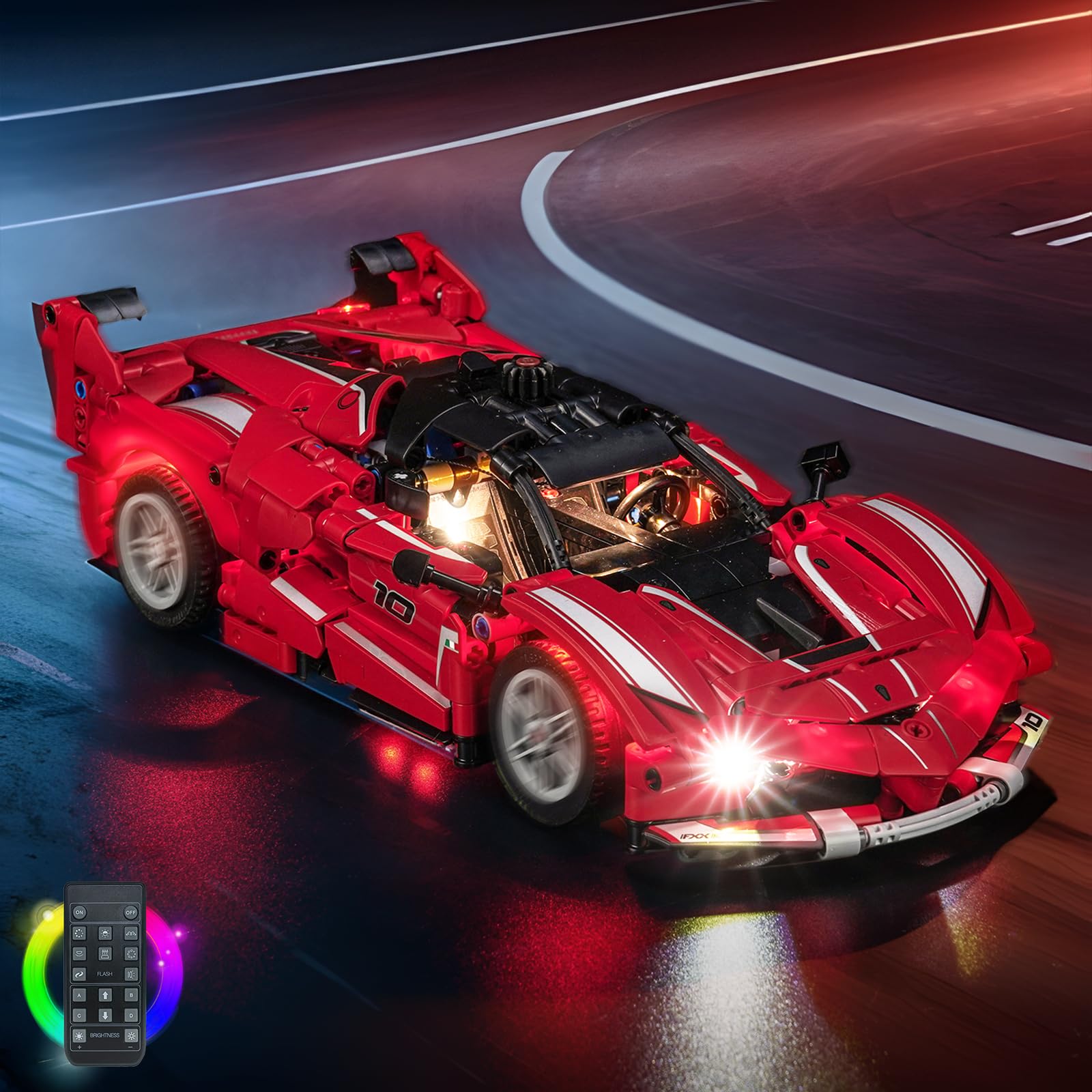 Kit d'éclairage avec télécommande Compatible avec Lego Ferrari FXX K 42212 (Pas de modèle), Ensemble d'éclairage LED Compatible avec Lego Ferrari FXX K Jouet créatif - 5