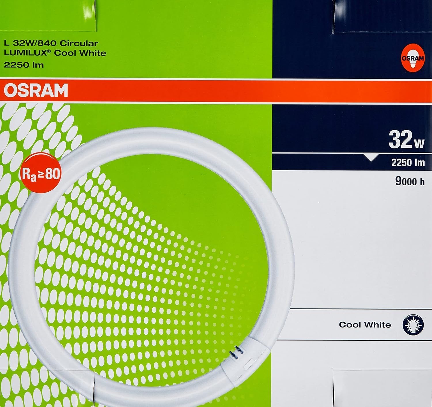 Osram Lumilux - Fluorescent Bulb Socket, L 32W/ 840, Cool White, Circular, 2100 lm, 9000 h