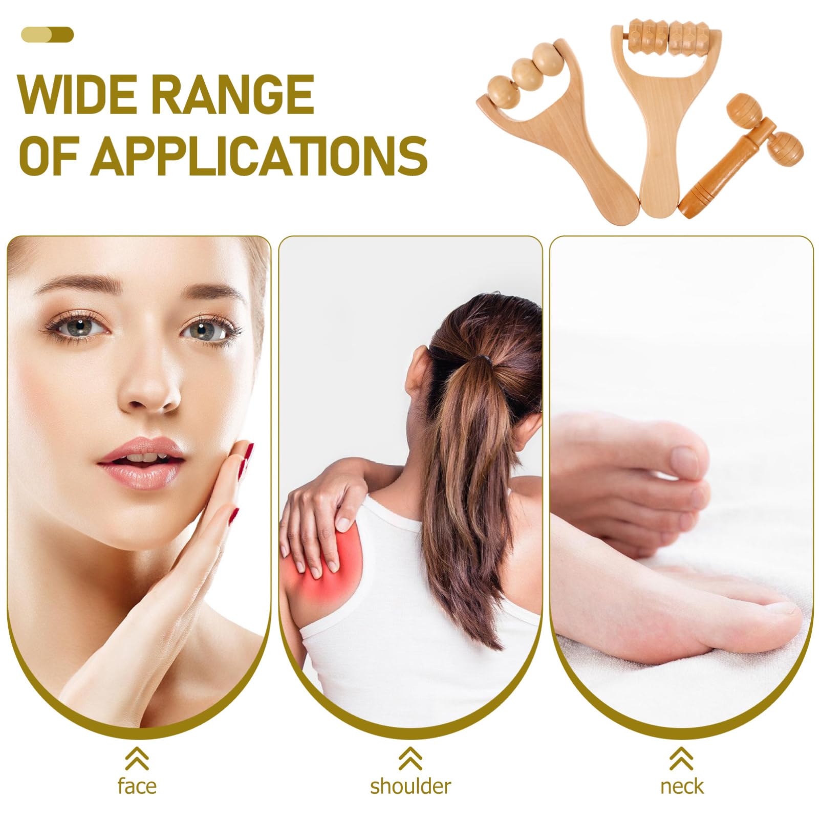 SHERCHPRY 1 Juego Rodillo de Masaje de Madera Natural para Pies y Cuerpo Herramienta de Masaje Diy con Mango Ergonómico de Dolores Musculares para Uso Profesional y Personal