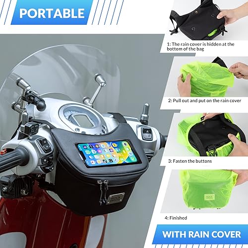 Miniatura 5 de ROCKBROS Bolsa para Manillar de Motocicleta con Pantalla Táctil Soporte para Teléfono de Motocicleta hasta 6.2 pulgadas Bolsa de Almacenamiento