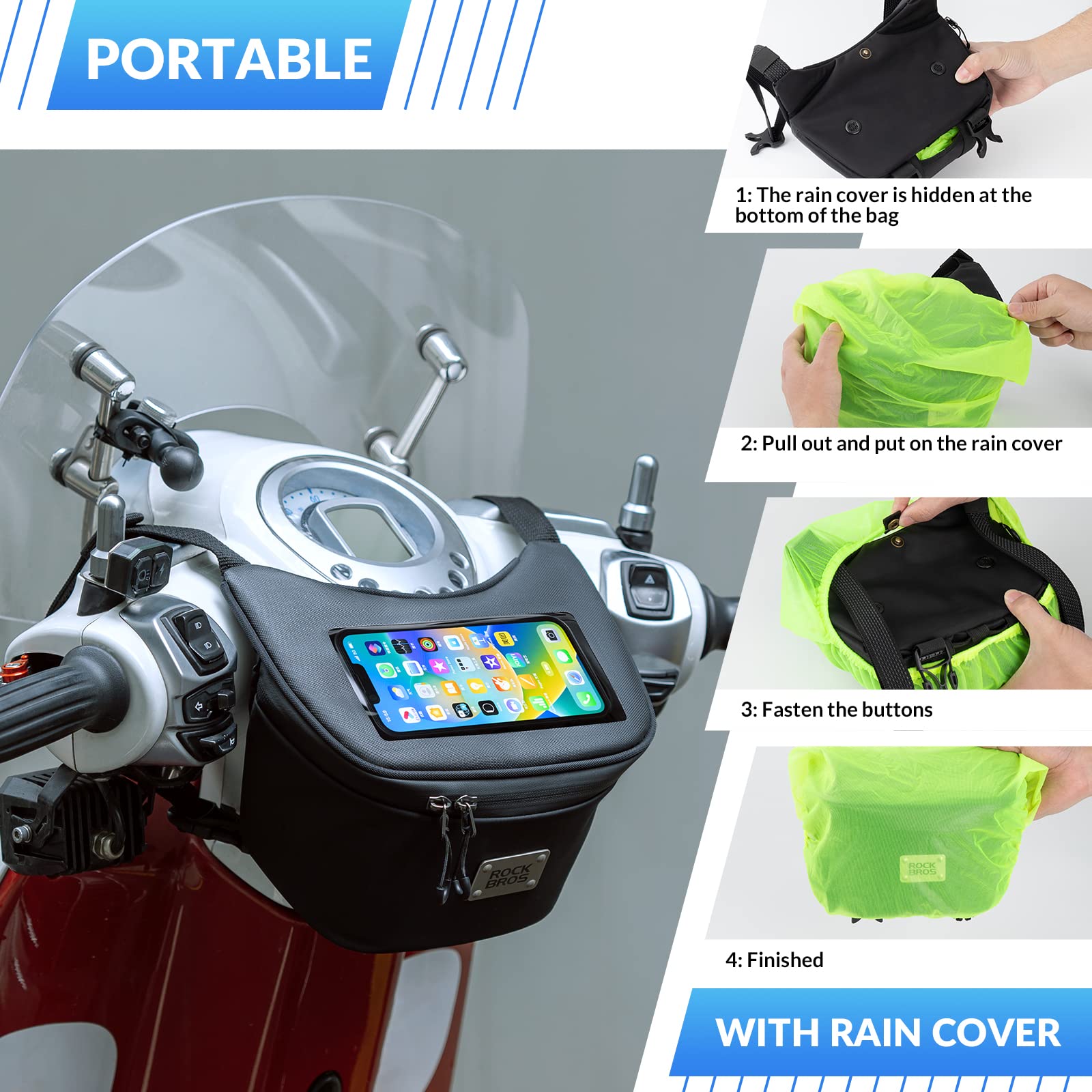 Handlebar Bag Marsupio Vespa Borsa Serbatoio Moto ROCKBROS Borsa